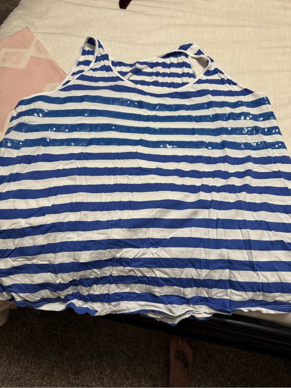 Lane Bryant Blue and White Striped Tank Top